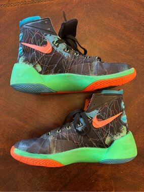 Nike Kids Hyperdunk ‘15 High-Top Sneakers - Black, Green, Orange, Teal